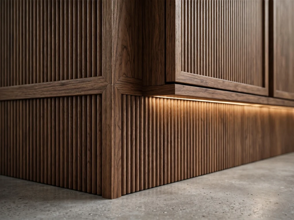 walnut fluted cabinetry detail